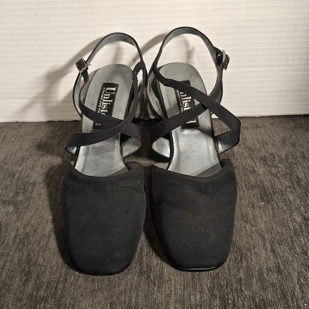 Vintage UNLISTED Shoes Womens Size 7.5 Black Chunky Heel 90s Y2K